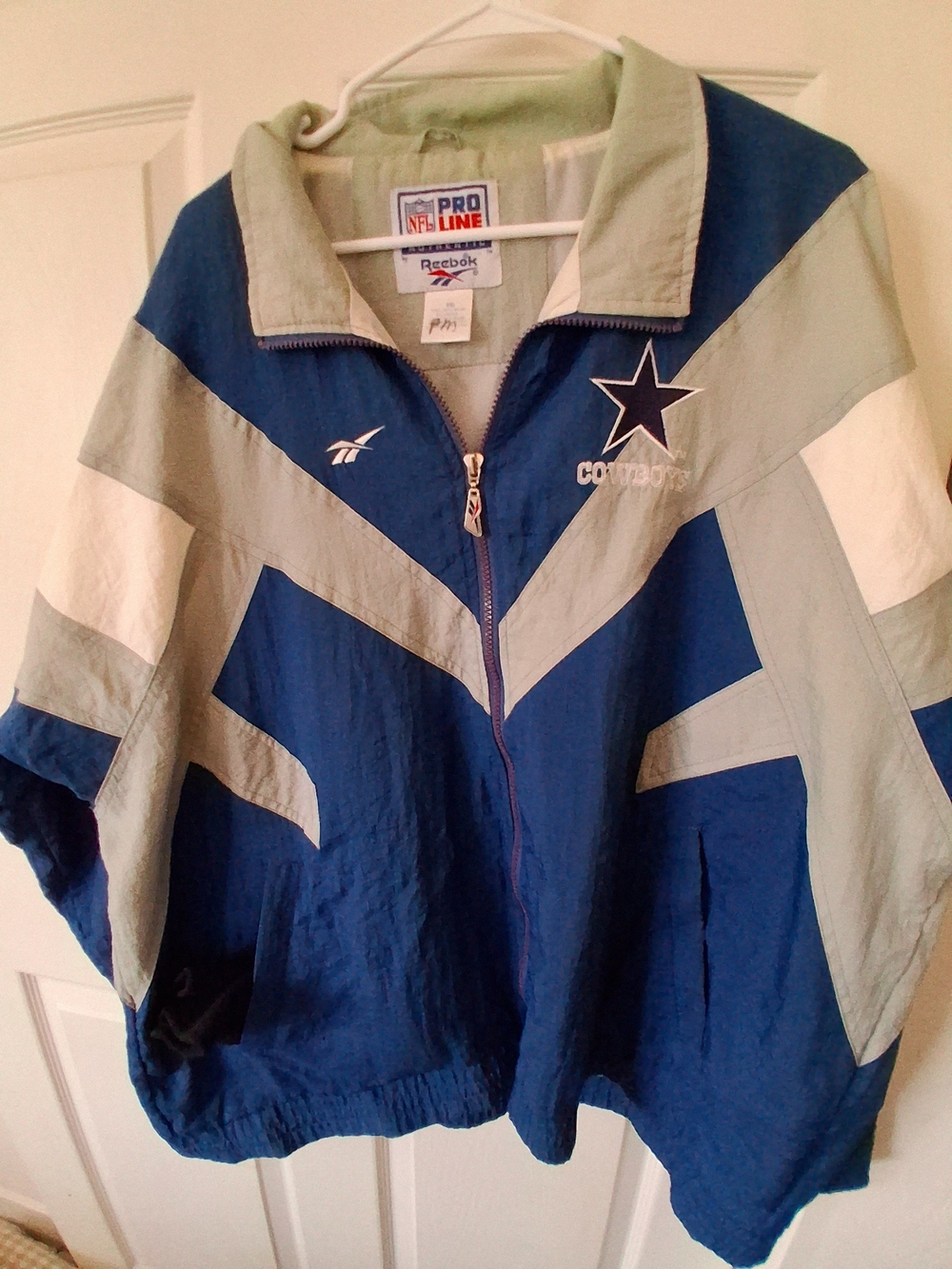 Reebok Men's Dallas Cowboys Blue & Gray Windbreaker Jacket Vintage - Picture 2 of 11